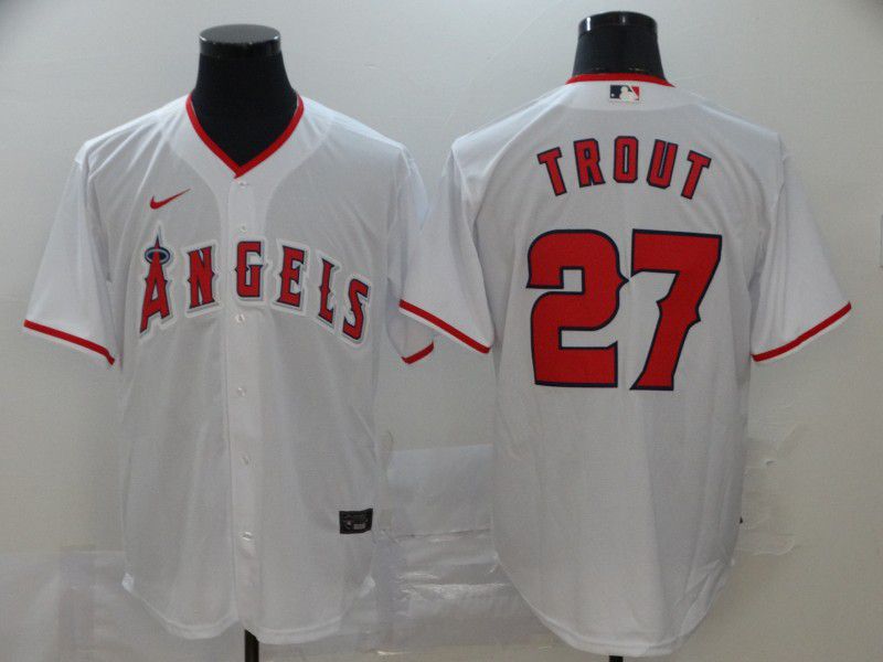 Men Los Angeles Angels #27 Trout White Nike Game MLB Jerseys